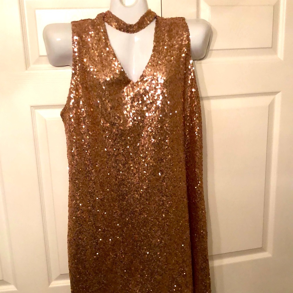Rose gold sequin party dress